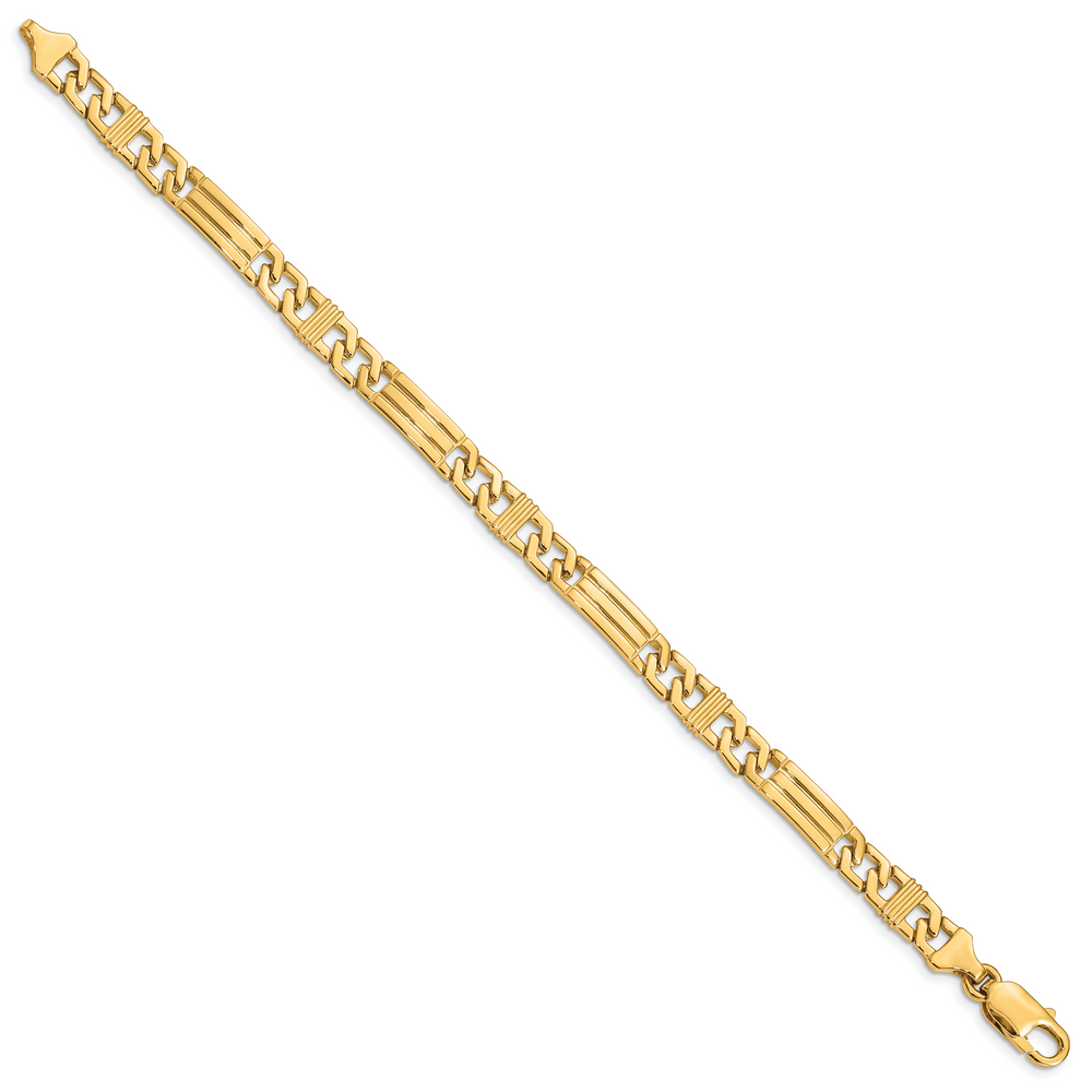 14k 7mm Hand-polished Fancy Link Bracelet