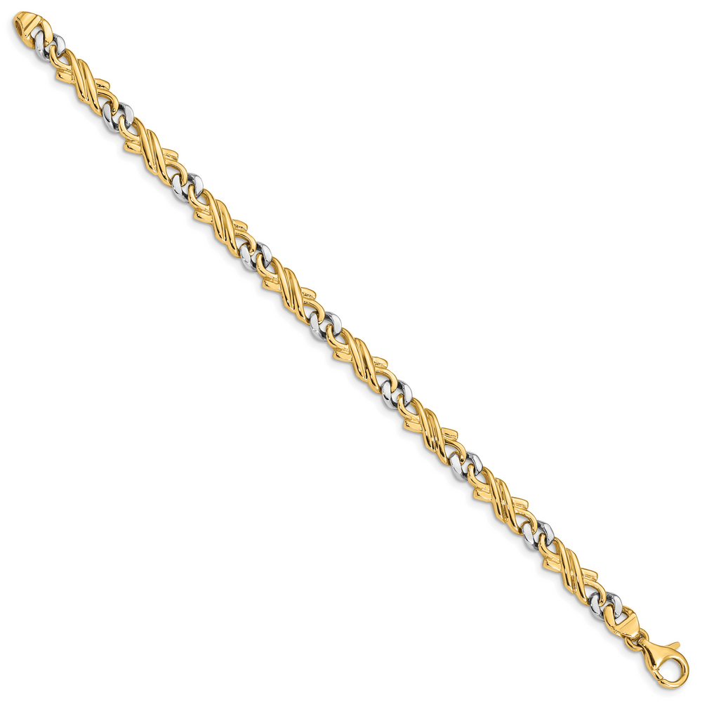 14k Two-tone 6mm Hand-Polished Fancy Link Chain