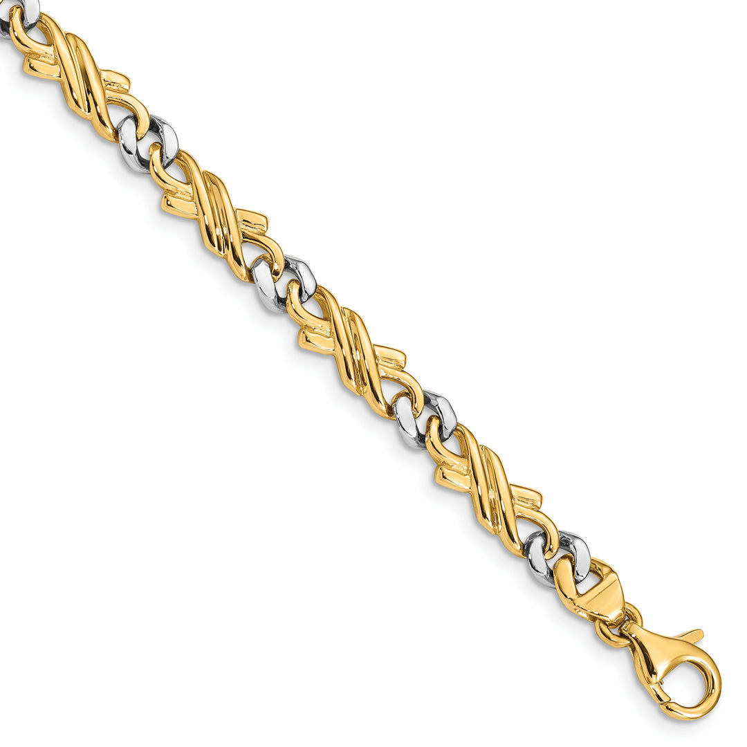14k Two-tone 6mm Hand-polished Fancy Link Chain