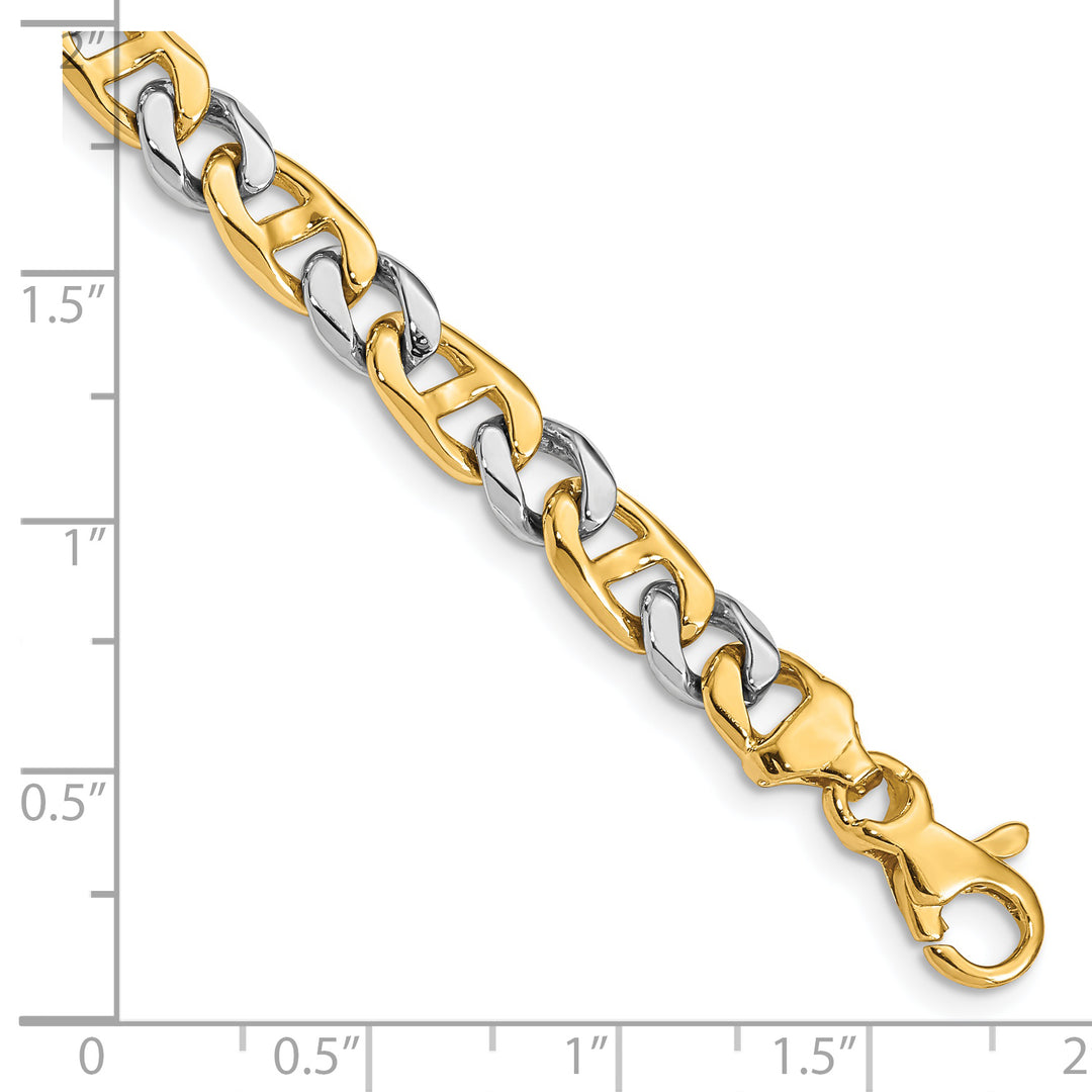 14K Two-tone 5.6mm Hand-Polished Fancy Link Bracelet