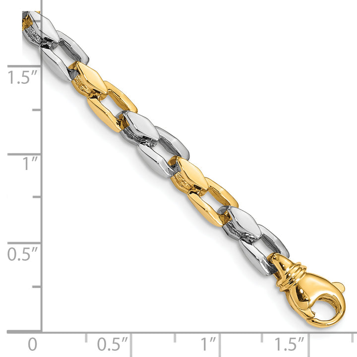 14k Two-tone 4.5mm Hand-polished Fancy Link Bracelet