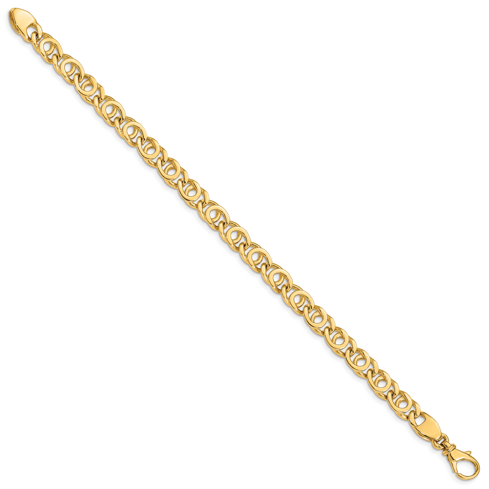 14K 7mm Hand Polished Fancy Link Chain