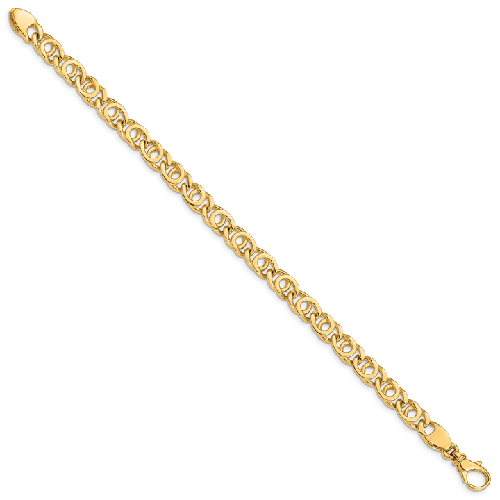 14K 7mm Hand Polished Fancy Link Chain