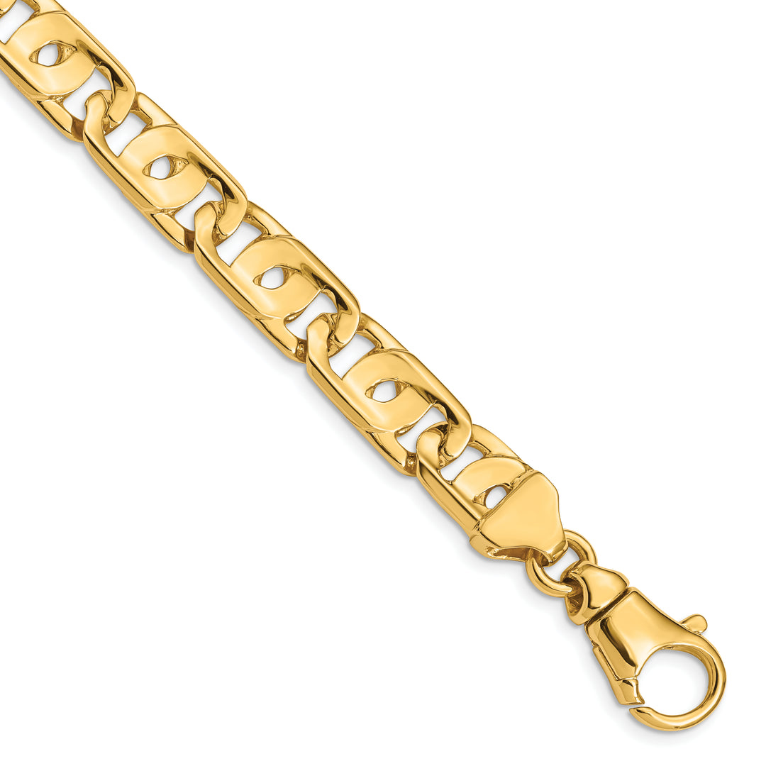 14k 10mm Hand-polished Fancy Link Bracelet