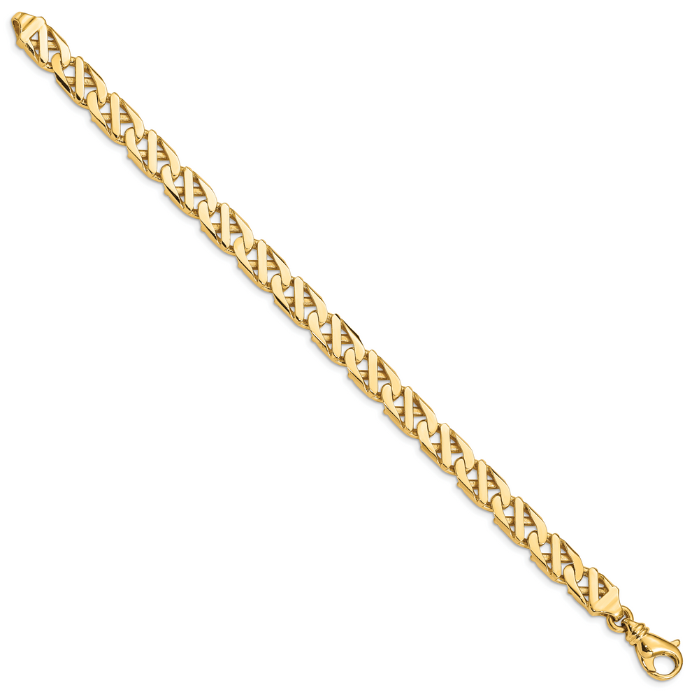 14K 7.9mm Fancy Link Hand Polished Bracelet