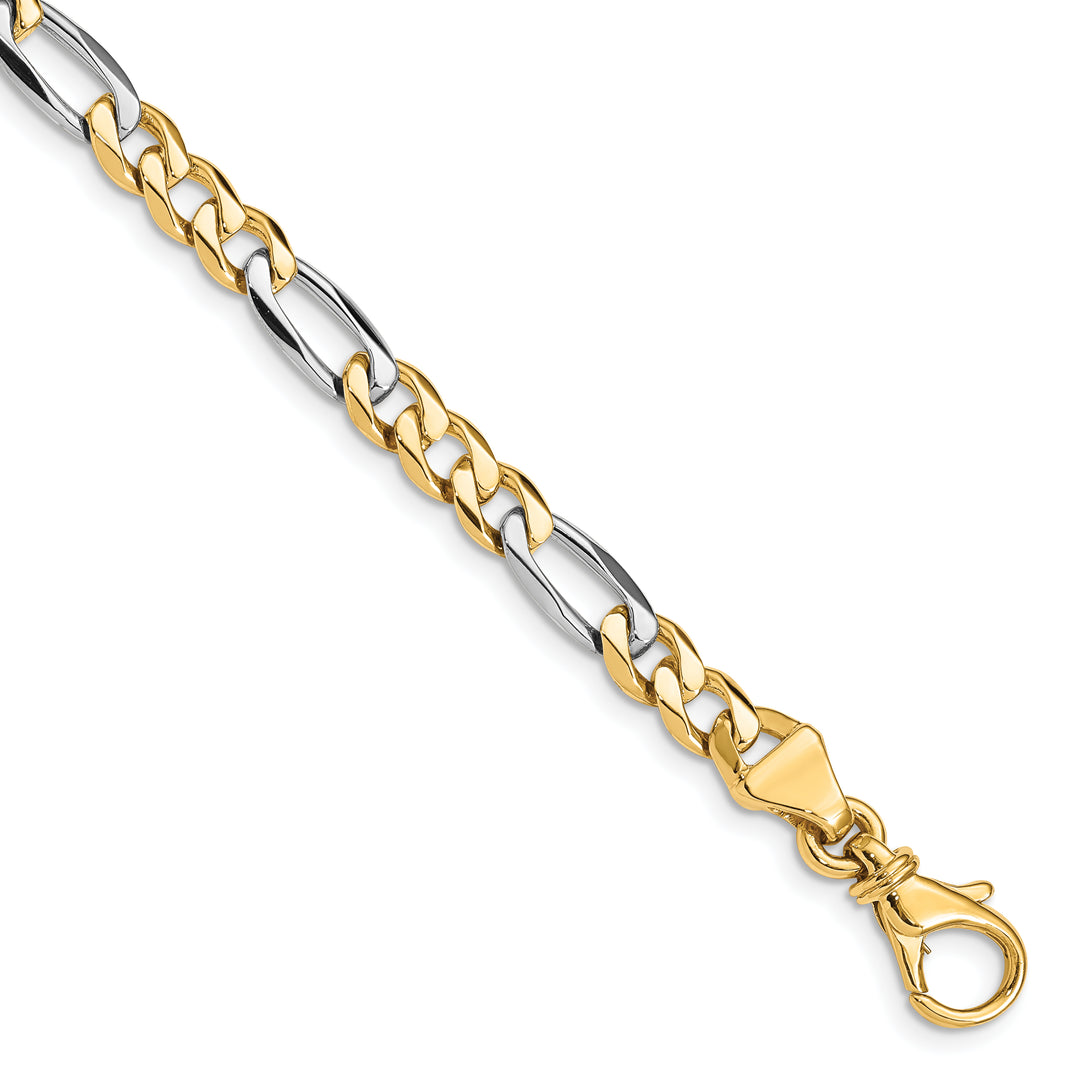 14k Two-tone 5.45mm Hand Polished Fancy Link Bracelet