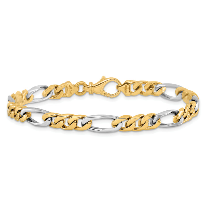 14K Two-tone 6.3mm Hand-polished Fancy Link Chain