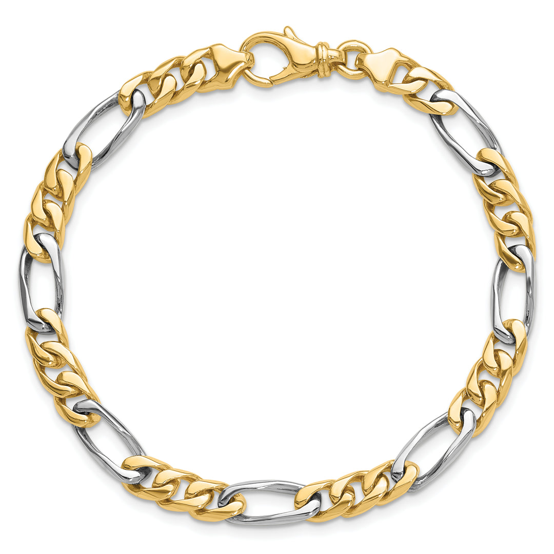 14K Two-tone 6.3mm Hand-polished Fancy Link Chain