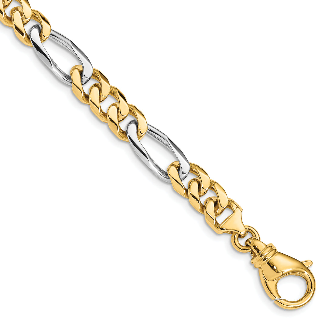 14k Two-tone 7.85mm Hand Polished Fancy Link Necklace