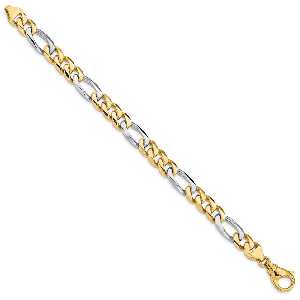 14k Two-tone 8.5mm Hand-polished Fancy Link Bracelet