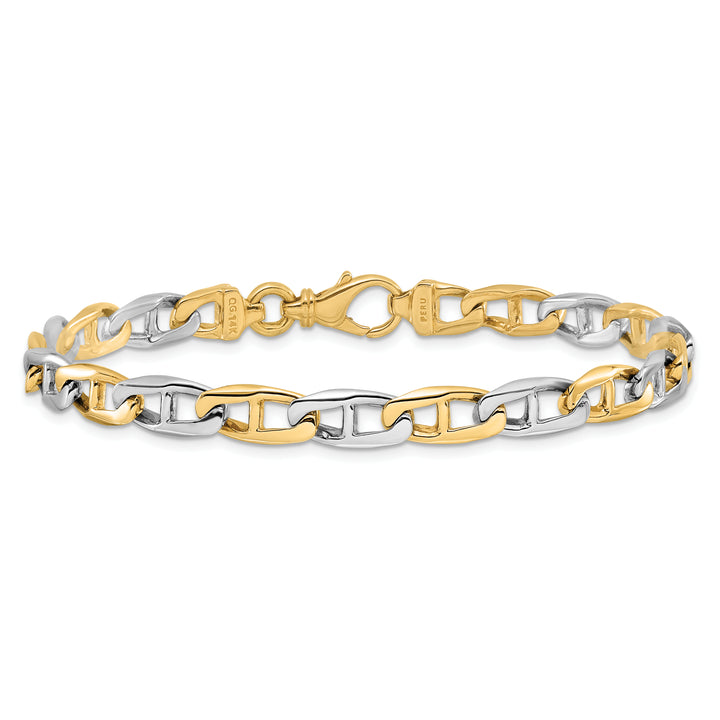 14K Two-tone 6.6mm Hand-polished Fancy Anchor Link Chain