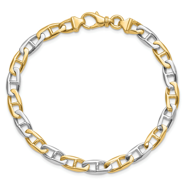 14K Two-tone 6.6mm Hand-polished Fancy Anchor Link Chain