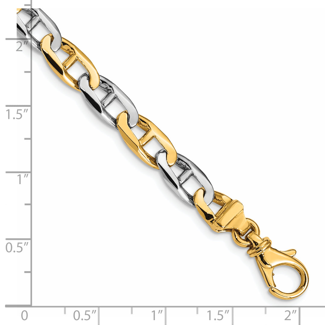 14K Two-tone 6.6mm Hand-polished Fancy Anchor Link Bracelet
