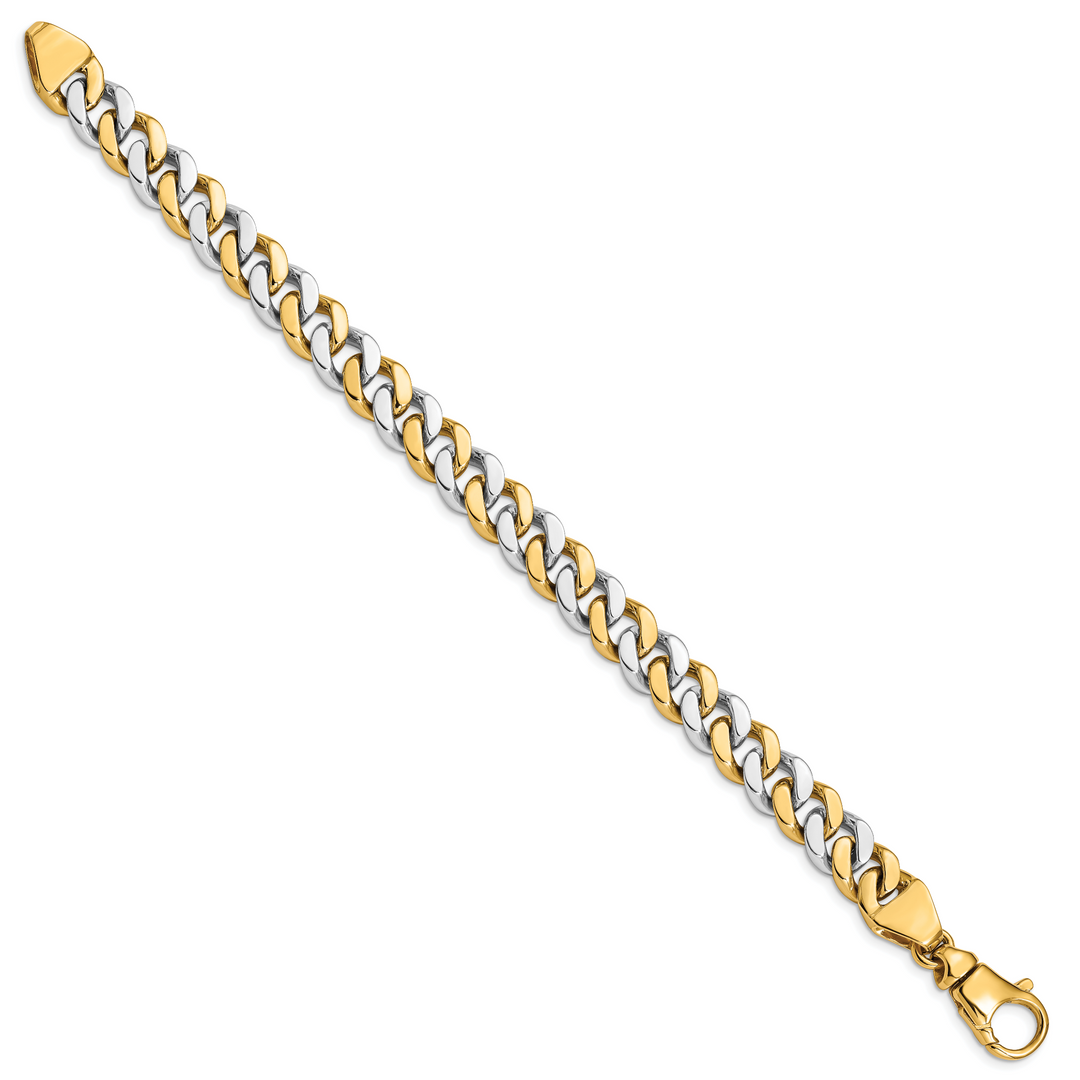 14k Two-tone 10mm Hand Polished Fancy Link Bracelet
