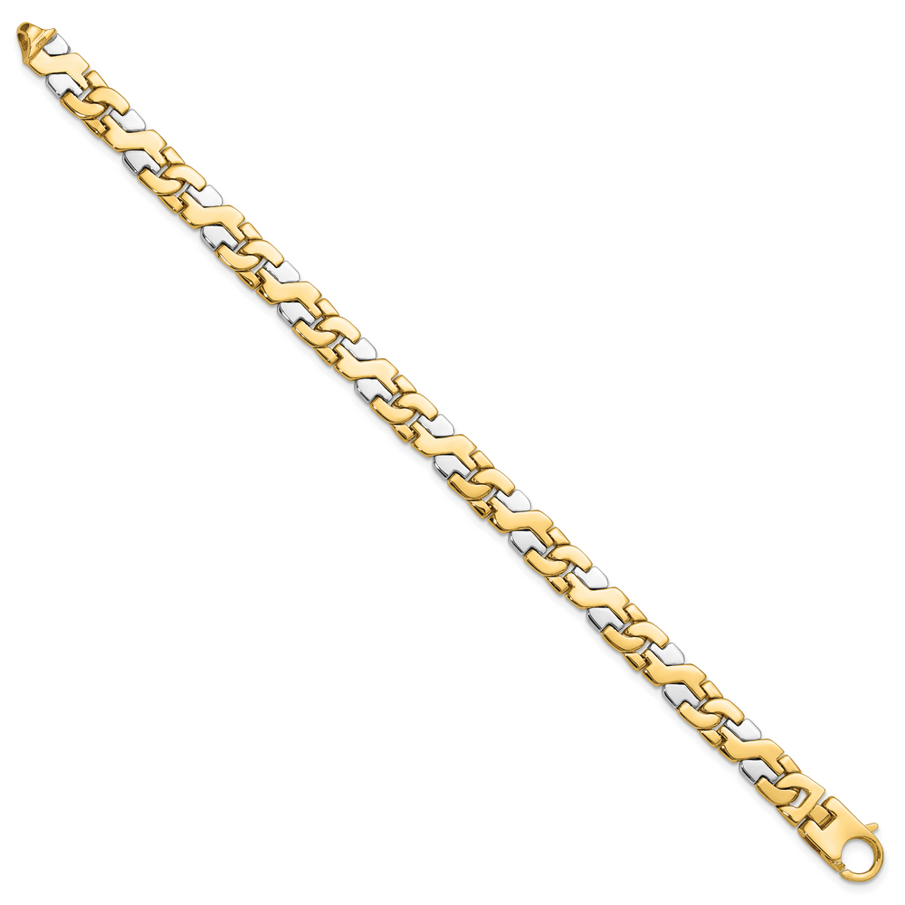 14K Two-tone 8.8mm Hand Polished Fancy Link Bracelet