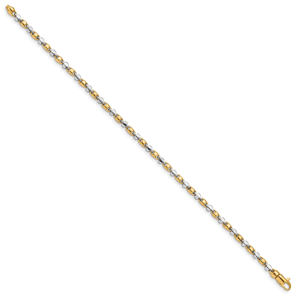 14k Two-tone 2.6mm Hand-polished Fancy Link Bracelet