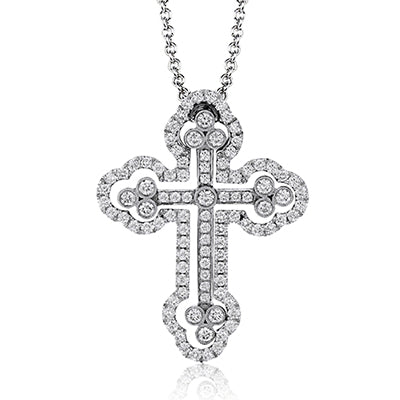 Cross Pendant in 18k Gold with Diamonds