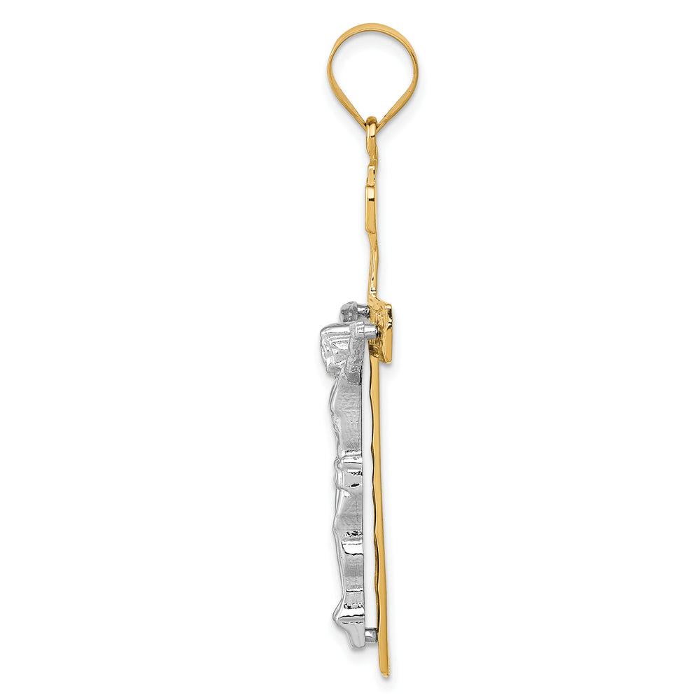 14k Two-tone INRI Crucifix Pendant