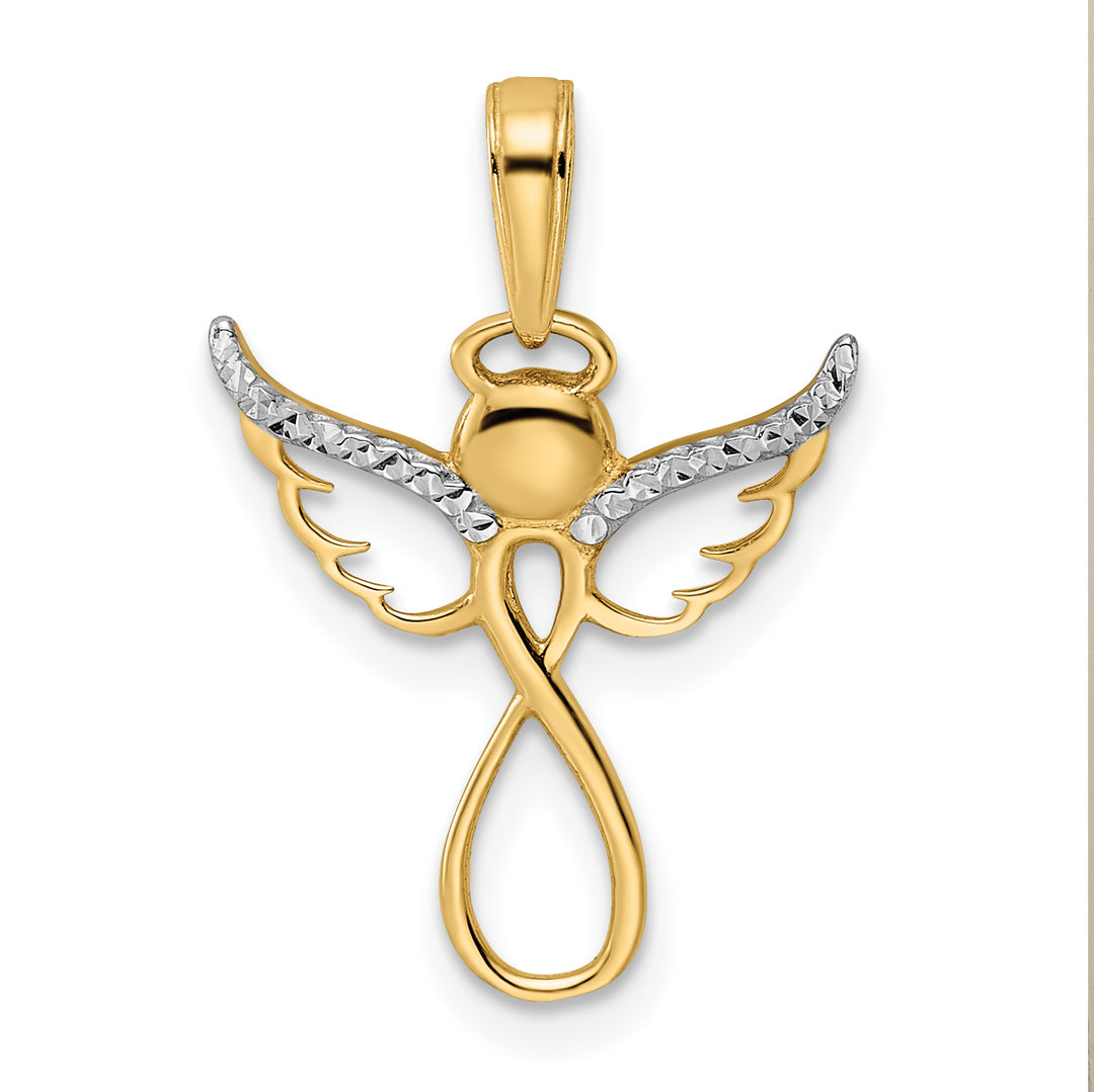 14K w/White Rhodium D/C Infinity Angel Pendant