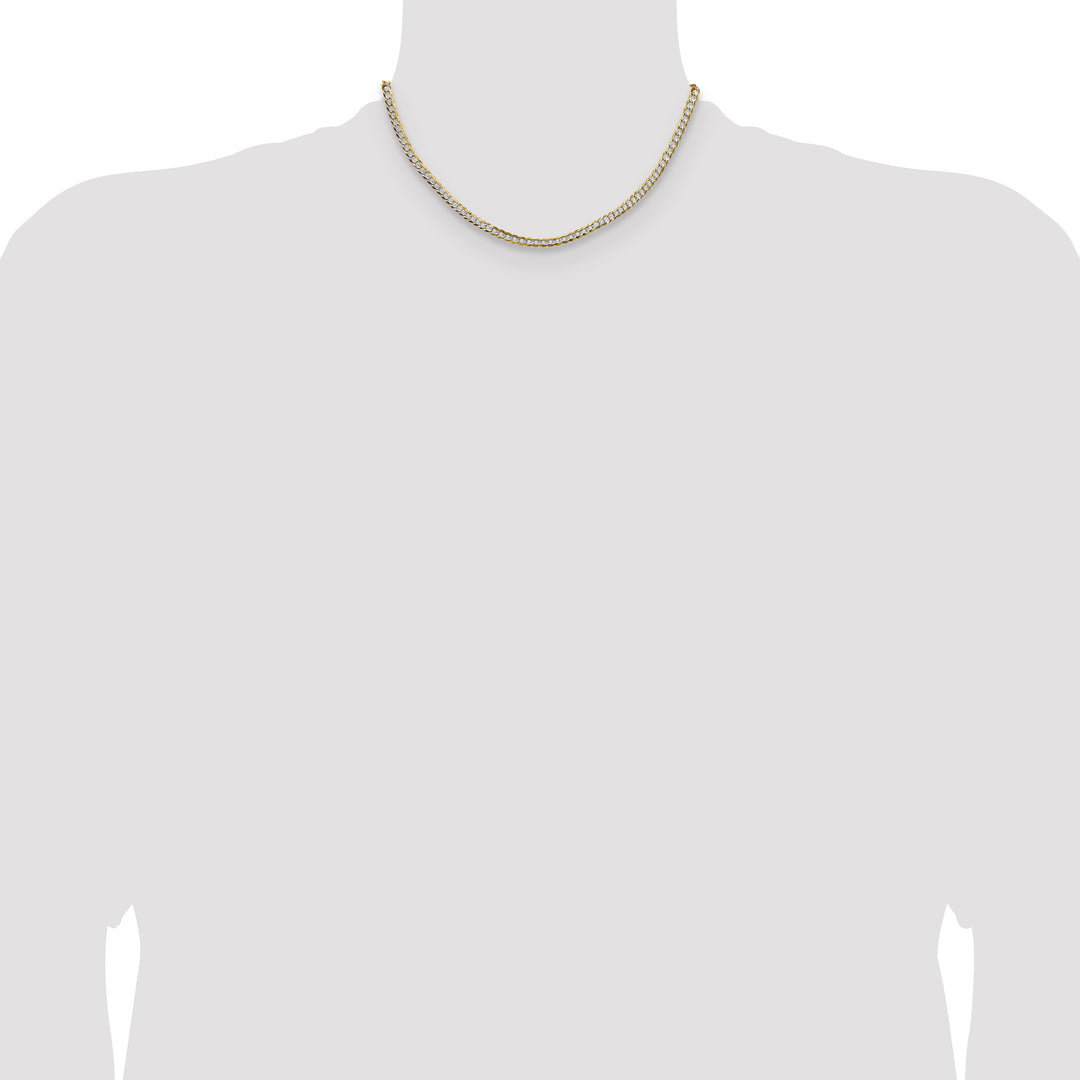 14k 3.7mm Lightweight PavÃ© Flat Cuban Chain