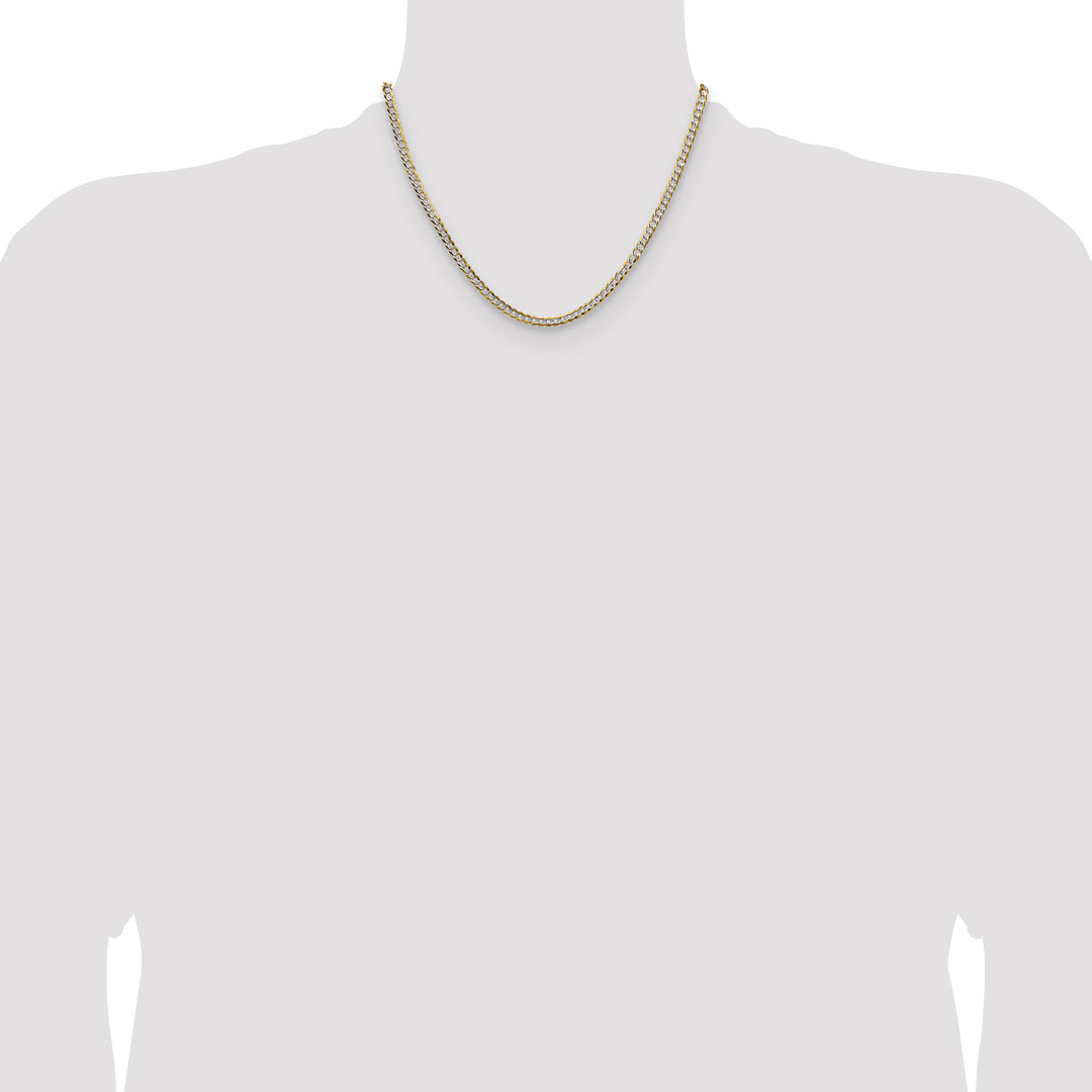 14k 3.7mm Lightweight PavÃ© Flat Cuban Chain