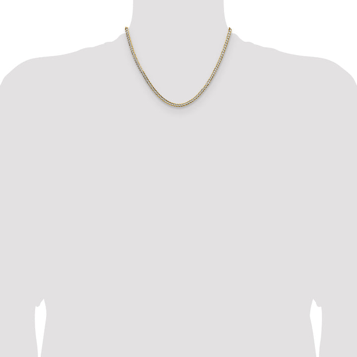 14k 3.7mm Lightweight PavÃ© Flat Cuban Chain