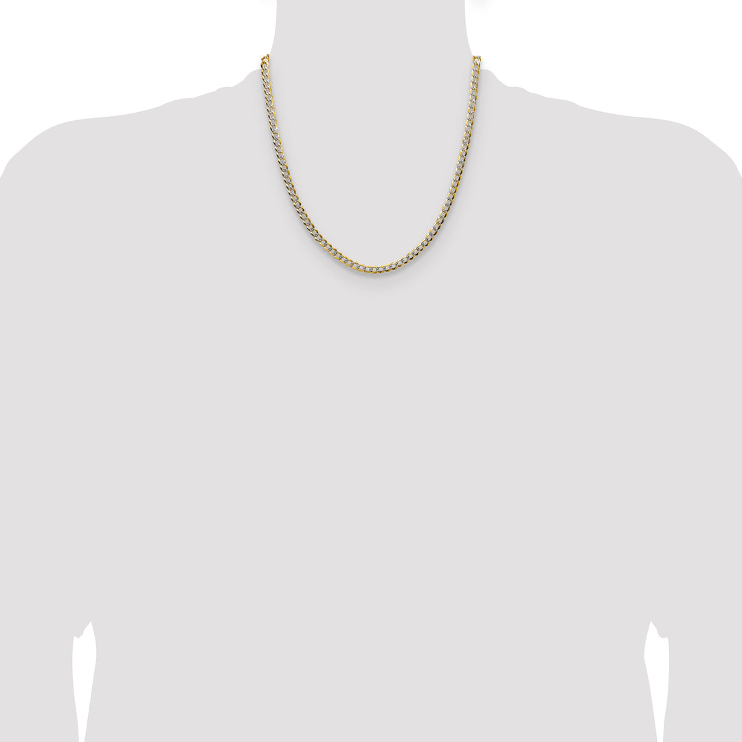 14k 4.7mm Lightweight PavÃ© Flat Cuban Chain