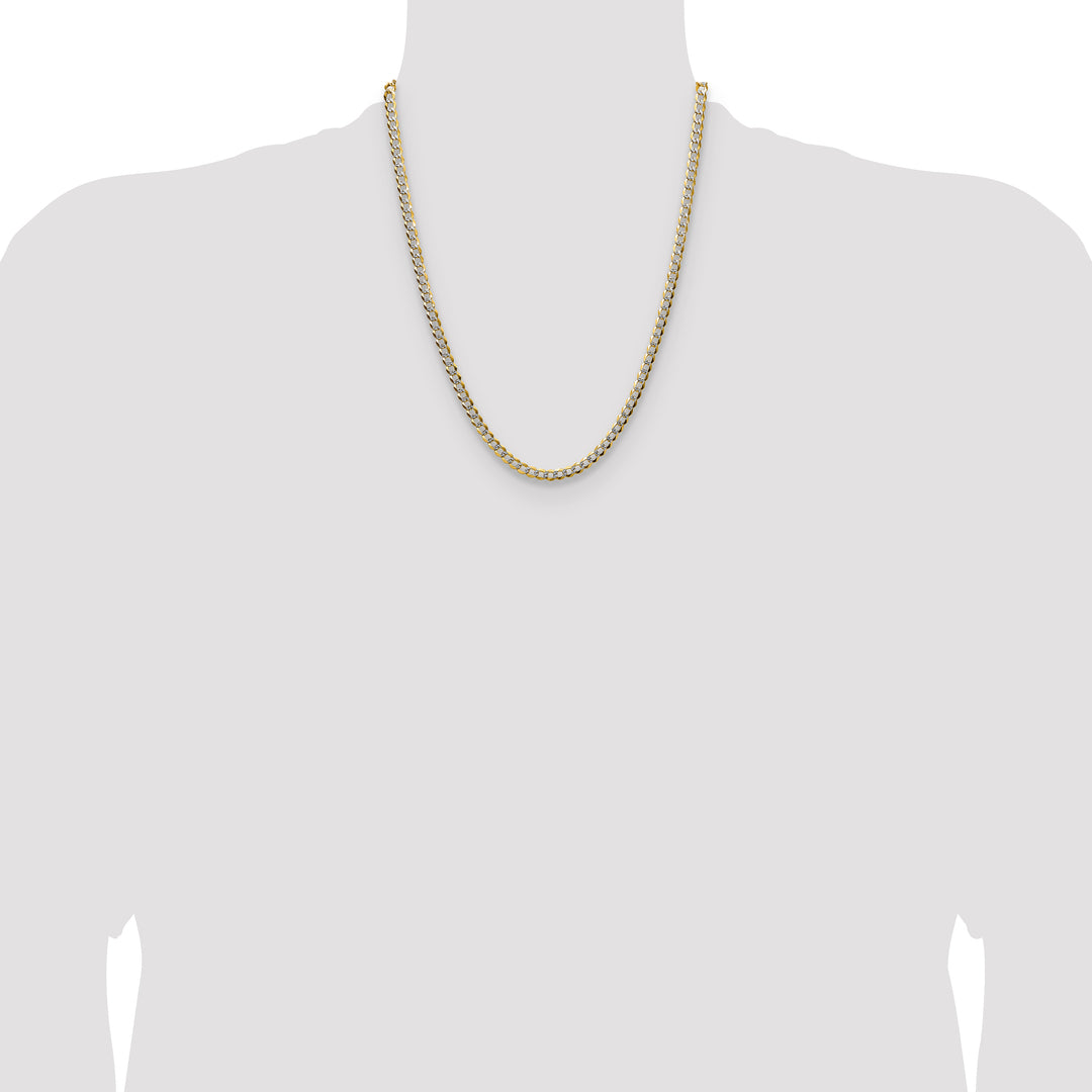 14k 4.7mm Lightweight PavÃ© Flat Cuban Chain