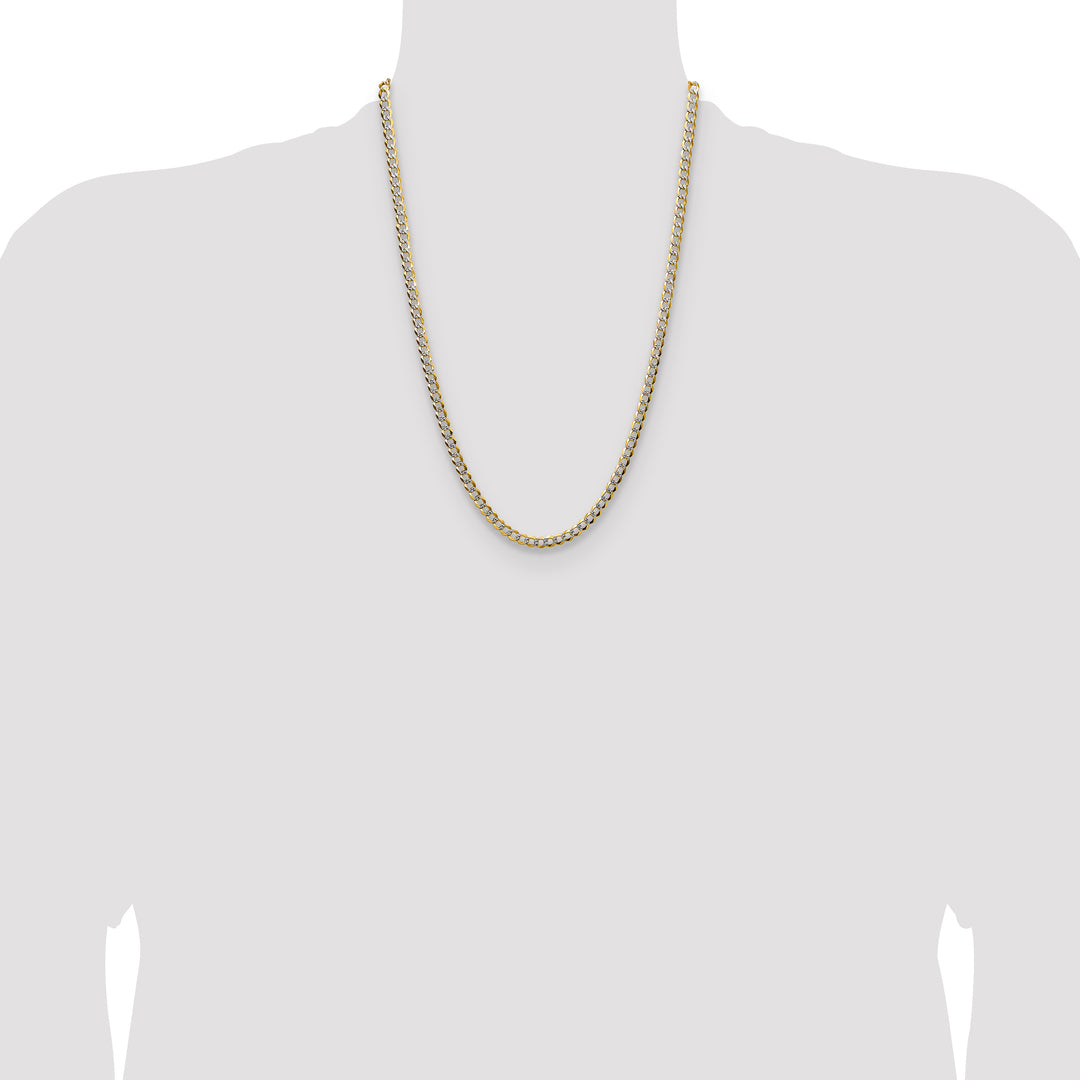 14k 4.7mm Lightweight PavÃ© Flat Cuban Chain