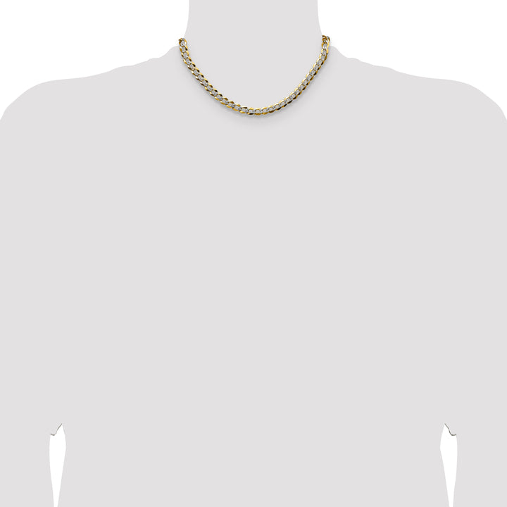 14k 7.2mm Lightweight PavÃ© Flat Cuban Chain
