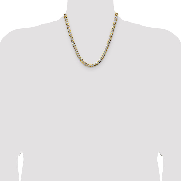 14k 7.2mm Lightweight PavÃ© Flat Cuban Chain
