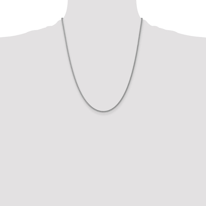 14k White Gold 1.05mm Spiga with Spring Ring Clasp Chain