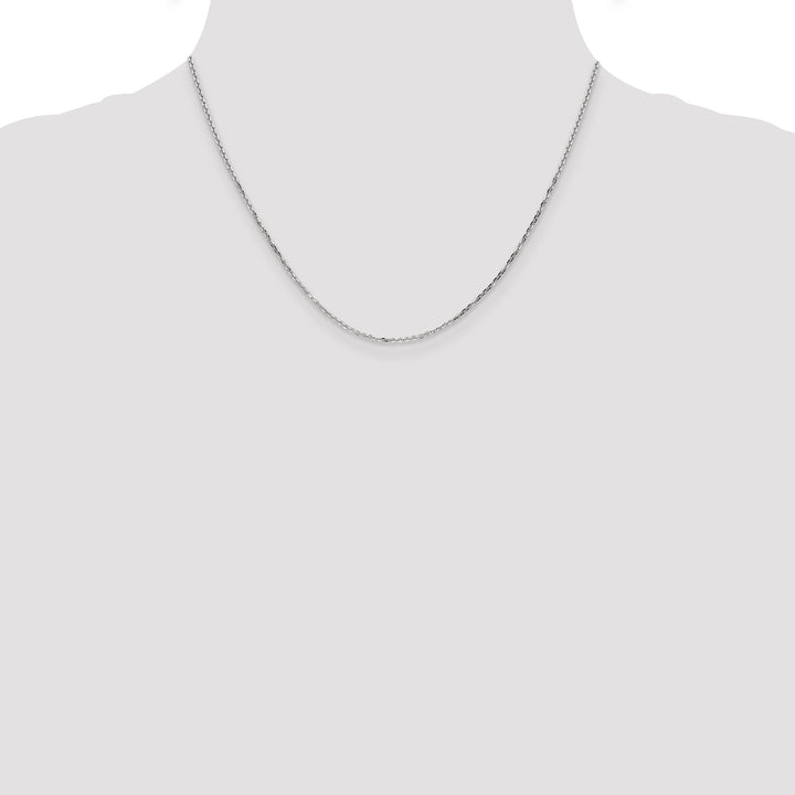 14k White Gold 1.4mm D/C Round Open Link Cable Chain