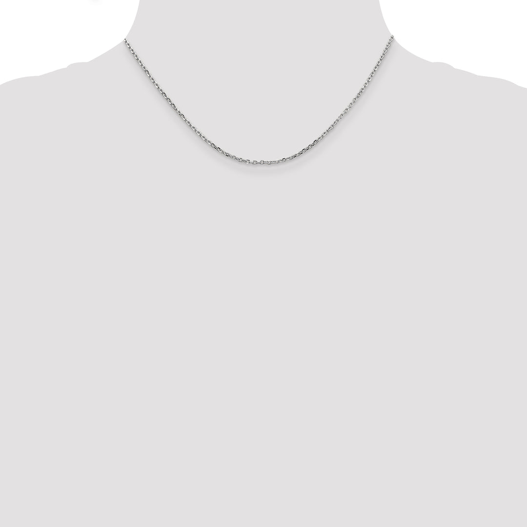 14k White Gold 1.8mm D/C Round Open Link Cable Chain