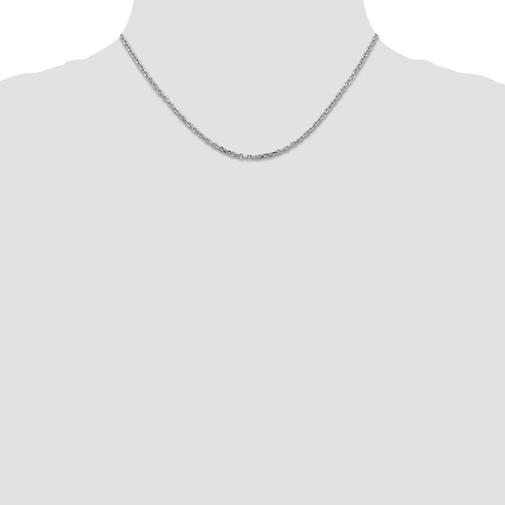 14k White Gold 2.2mm D/C Round Open Link Cable Chain
