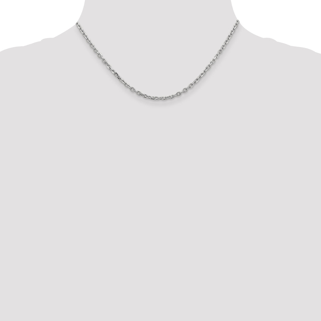 14k White Gold 3mm D/C Round Open Link Cable Chain