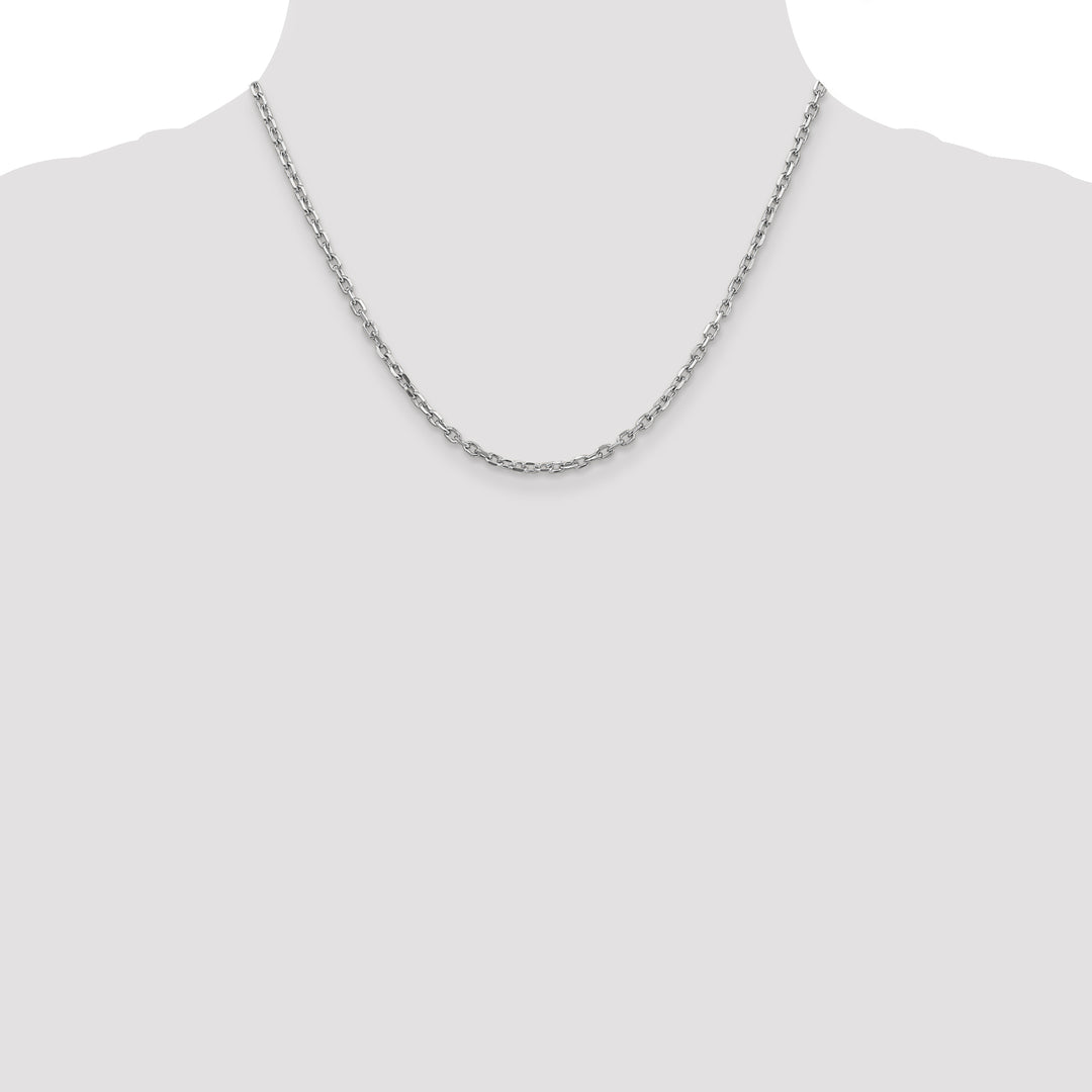 14k White Gold 3mm D/C Round Open Link Cable Chain