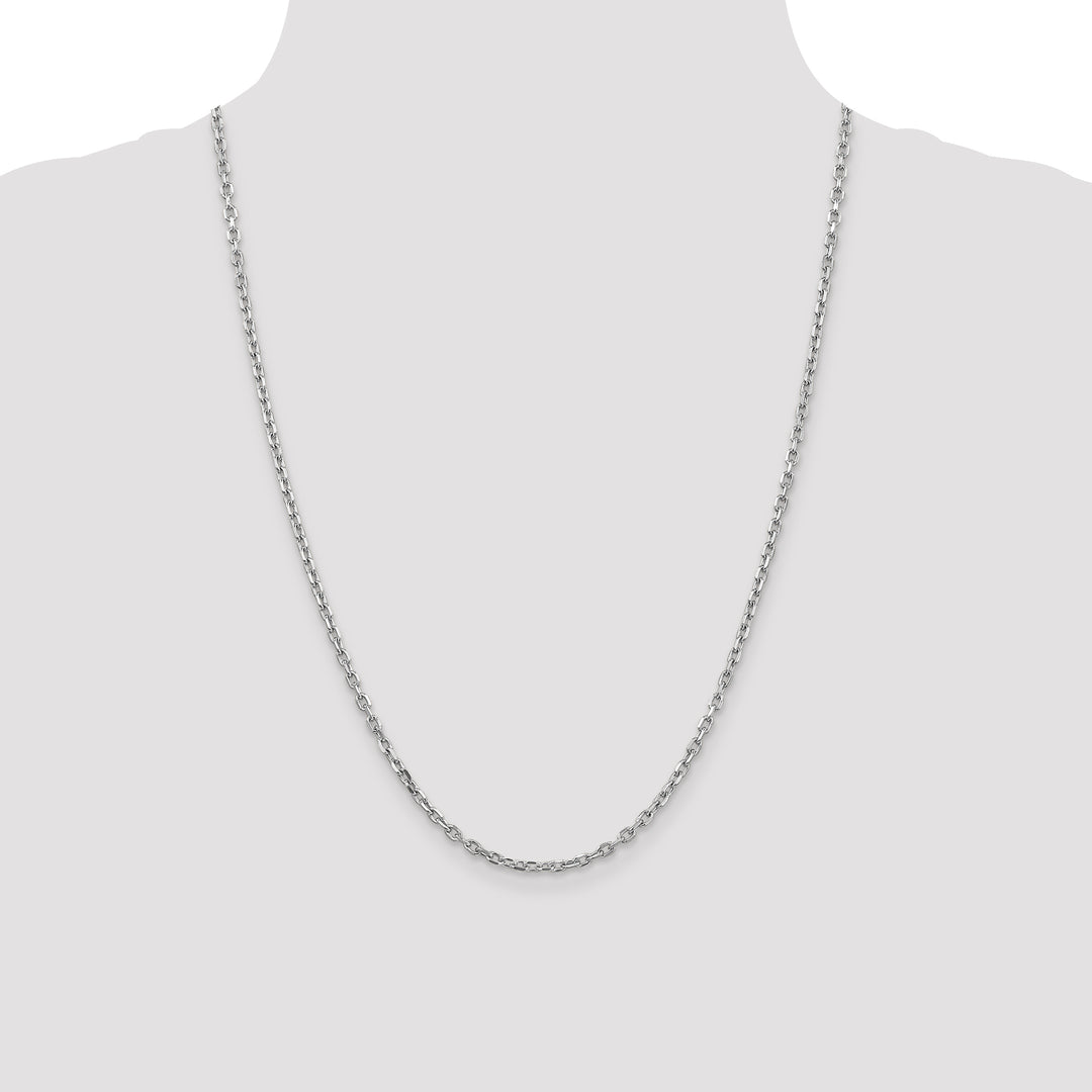 14k White Gold 3mm D/C Round Open Link Cable Chain