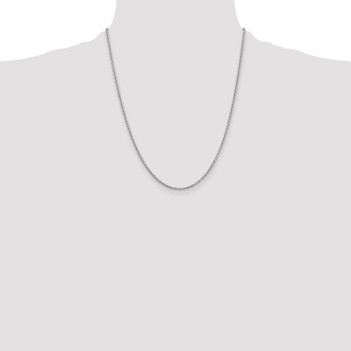 14k White Gold 2mm Round Open Link Cable Chain