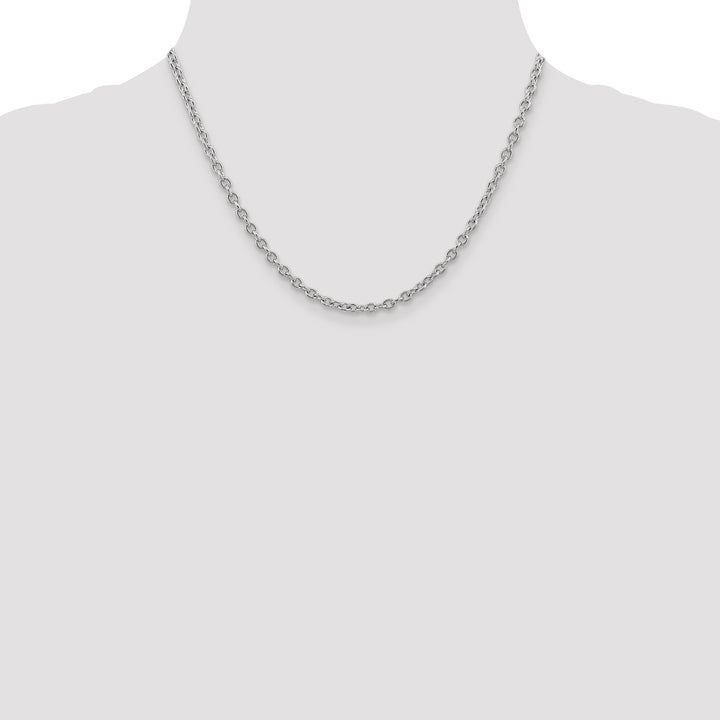 14k White Gold 3.2mm Round Open Link Cable Chain