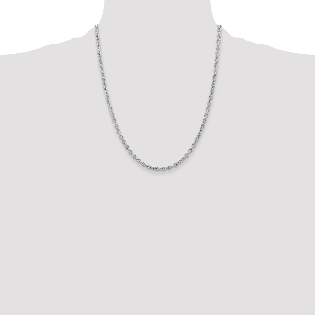 14k White Gold 3.2mm Round Open Link Cable Chain