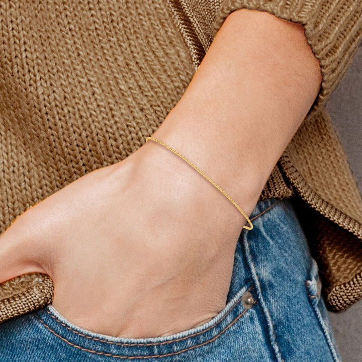 14k 1.2mm Parisian Wheat Chain Anklet