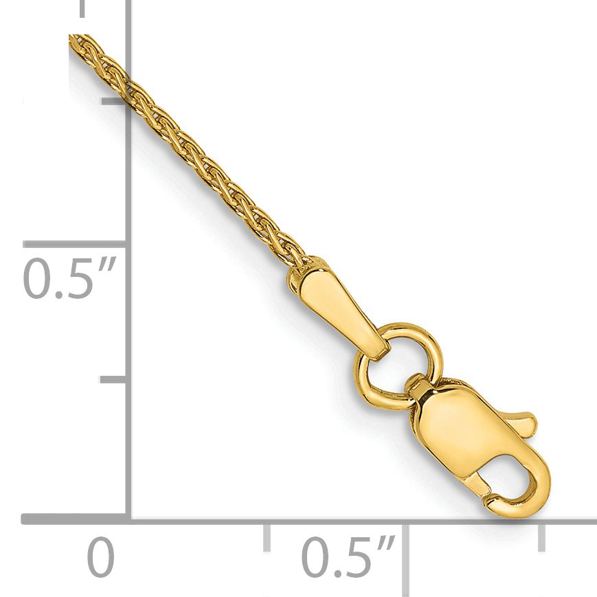 14K 1.0mm D/C Parisian Wheat Chain Anklet