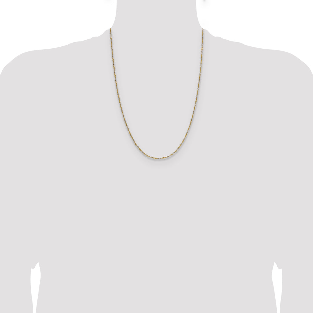 14k Yellow Gold with Rhodium 1.4mm Singapore Chain