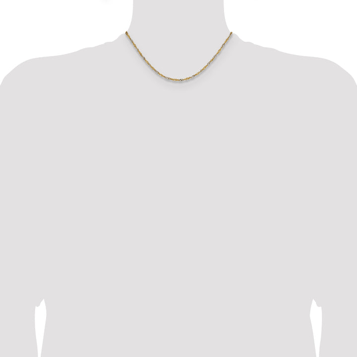 14k Yellow Gold with Rhodium 1.9mm Singapore Chain