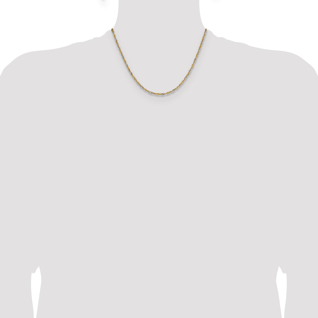 14k Yellow Gold with Rhodium 1.9mm Singapore Chain