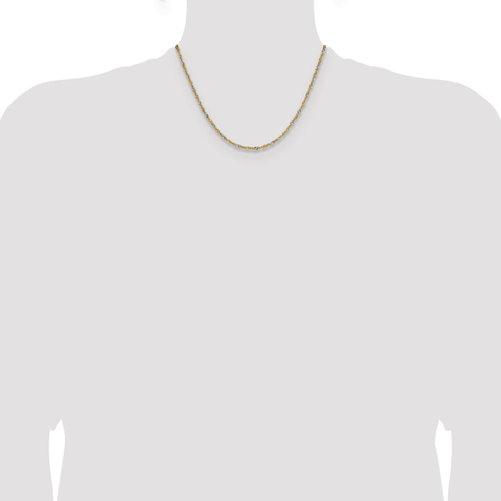 14k Yellow Gold with Rhodium 1.9mm Singapore Chain