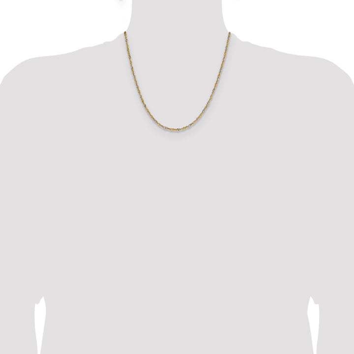 14k Yellow Gold with Rhodium 1.9mm Singapore Chain