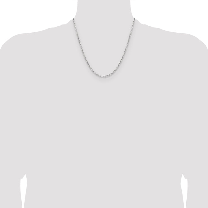 14k White Gold 3.0mm Solid Beveled Paperclip Chain