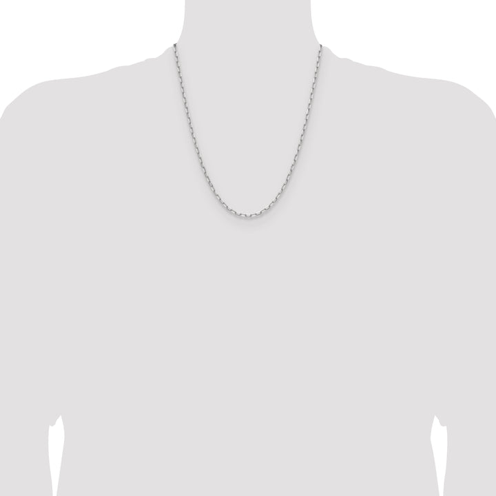 14k White Gold 3.0mm Solid Beveled Paperclip Chain